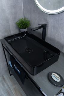 Раковина Gid BL9396 53346 накладная черная глянцевая 60x34x11